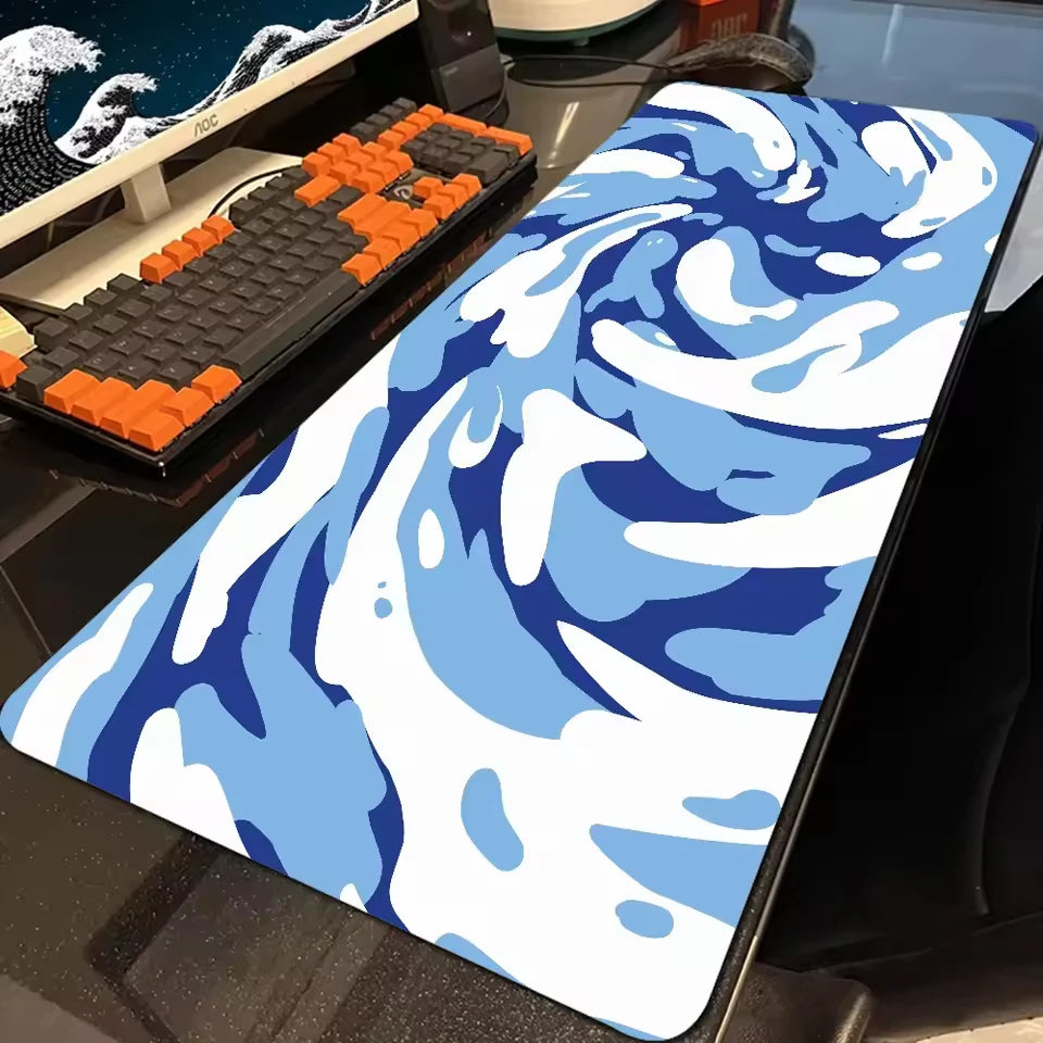 XXL Leder Mousepad mit Art-Swirl Design – Große Gaming & Keyboard Schreibtischunterlage für PC, Laptop & Anime-Setup
