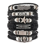Viking Lederarmband mit Totenkopf – Verstellbares Herren- & Unisex Armband im Neo-Gothic Stil, Geflochtenes Lederarmband