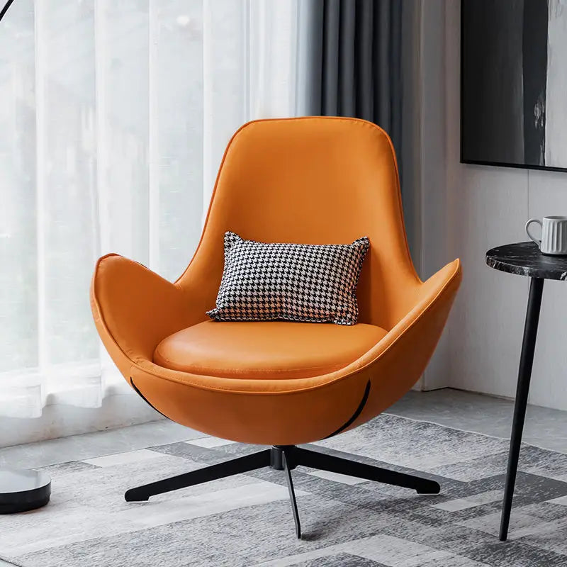 Moderner Drehbarer Lounge Chair aus PU-Leder mit Metallfuß – Komfortabler Relaxsessel für Wohnzimmer, Apartment & Hotel