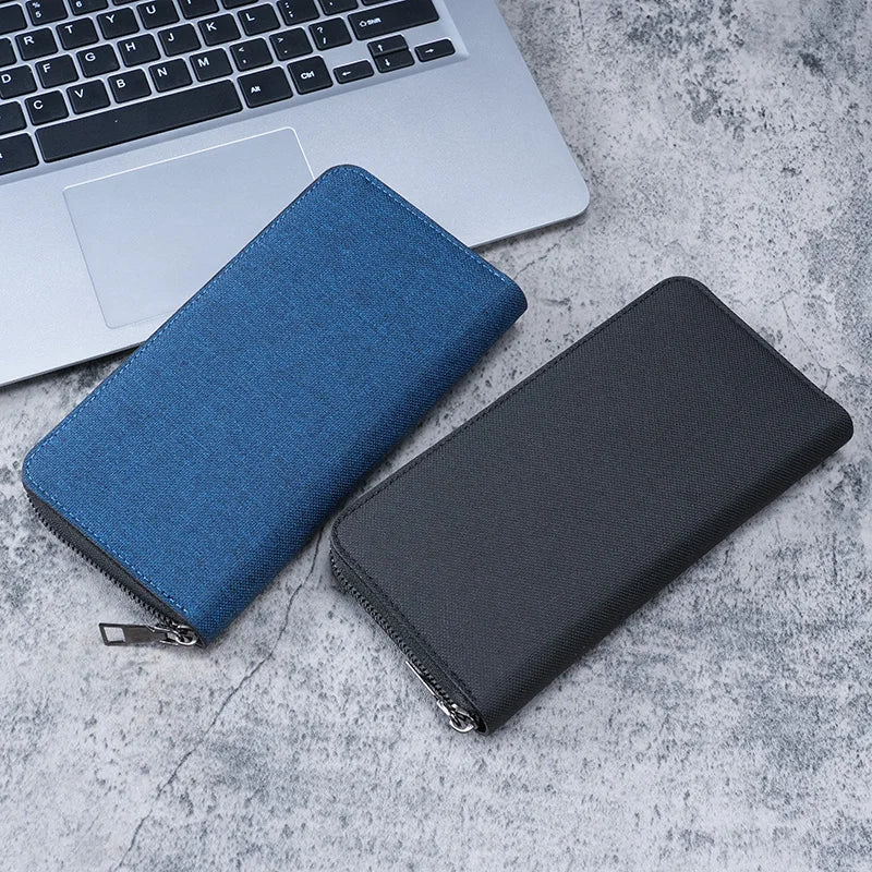 Herren Geldbörse Lang – Große Zipper Wallet mit Multi-Kartenfächern und Business Canvas Clutch