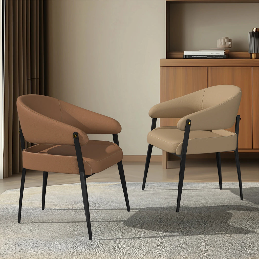 Set aus 2 luxuriösen Esszimmerstühlen aus Mikrofaserleder – Gepolsterte Dining Chairs mit Armlehnen für Küche, Restaurant, Hotel & Büro