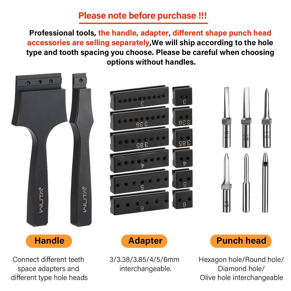 WUTA Multifunktionaler Leder Lochstanzer – Austauschbares Stich- & Lochwerkzeug mit Rund-, Diamant-, Oliven- & French-Style Köpfen