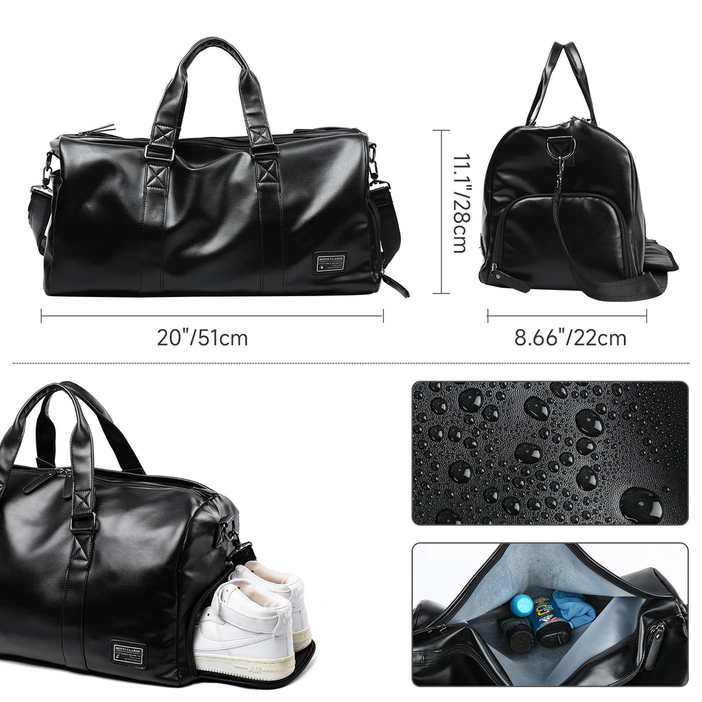 Vintage Leder Reise-Duffle Bag mit Schuhfach – Wasserdichte Carry-On Weekend- &amp; Sporttasche für Damen &amp; Herren