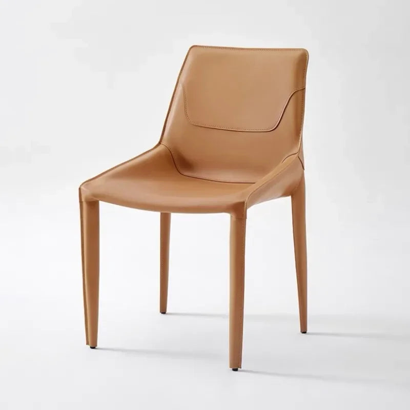 Moderner Esszimmerstuhl 2er-Set aus Sattelleder – Silla de comedor de diseño italiano con Lederoptik y Metallgestell im minimalistaischen Luxus-Stil 