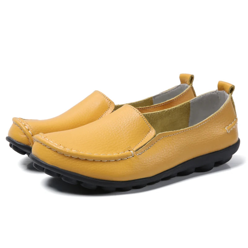 HAJINK Damen Flats 2024 – Weiche Slip-On Loafers aus echtem Leder, elegante Moccasins für Alltag & Freizeit, Plus Size