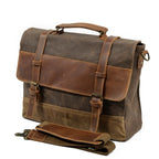 MUCHUAN Herren Vintage Waxed Canvas Messenger Bag – Wasserdichte Schultertasche mit Lederakzenten für Büro & Alltag