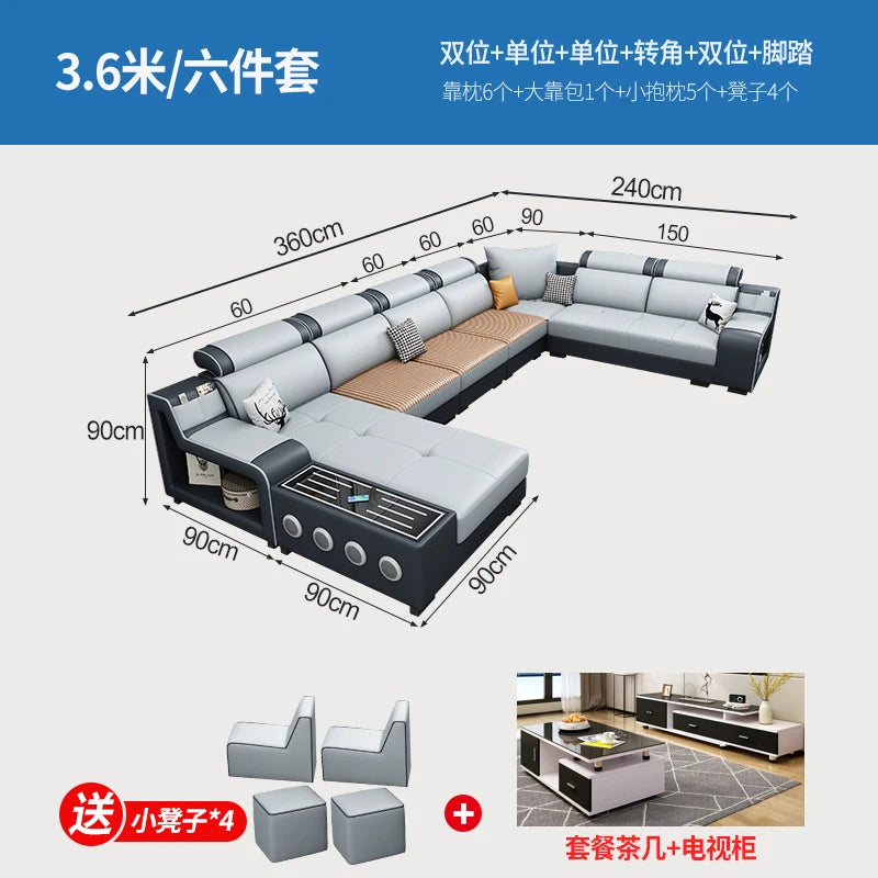 Designer Luxus Ledersofa – Modernes, erweiterbares Center-Seater & Sectional Sofa aus Echtleder für exklusive Wohnräume