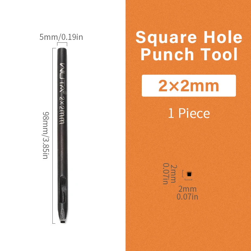 WUTA Basic Rechteck Lederstanzer – Quadratischer & Oblonger Hohlstanzer aus Carbonstahl für Gürtel, Riemen & Uhrenarmbänder