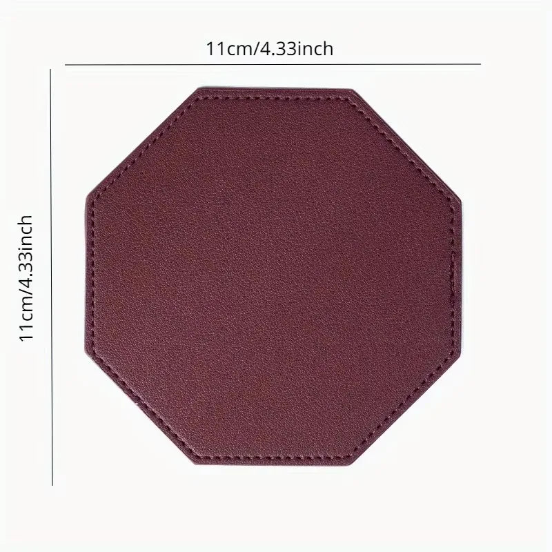 Individueller PU-Leder Untersetzer mit Logo – Achteckiger Kaffee- &amp; Tassenuntersetzer im nordischen Stil | Résistant à l'eau et moderne 