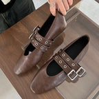 ddiezn Damen Mary Jane Flats 2025 – Luxuriöse Rundzehen Ballerina Flats mit Schnallenriemen, Shallow-Cut Schuhe für Alltag und Freizeit