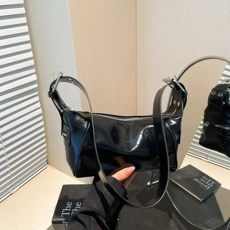 Underarm Bag Damen aus PU-Leder – Baguette Schultertasche mit Reißverschluss, Cool Drag Style & großem Stauraum