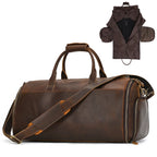 Luufan Herren Reisetasche aus Crazy Horse Leder – Faltbare Anzugtasche mit Schuhfach & Cowhide Duffel Bag