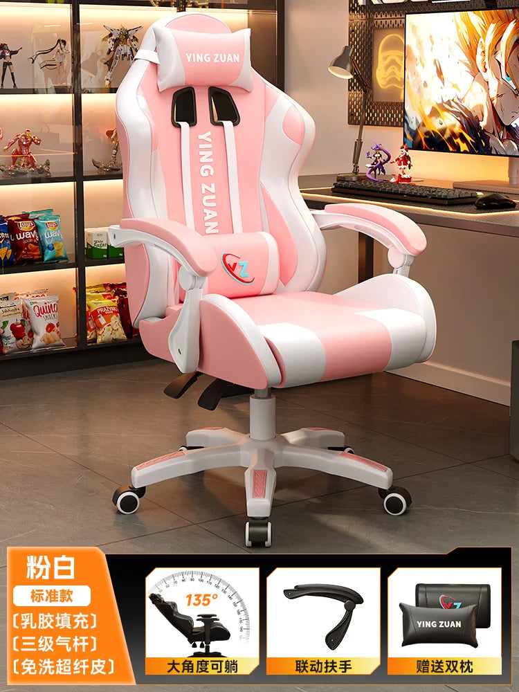 Ergonomischer Bürostuhl aus Leder mit Fußstütze & Rückenlehne – Höhenverstellbarer Drehstuhl mit Armlehnen & Rollen für Homeoffice & Büro