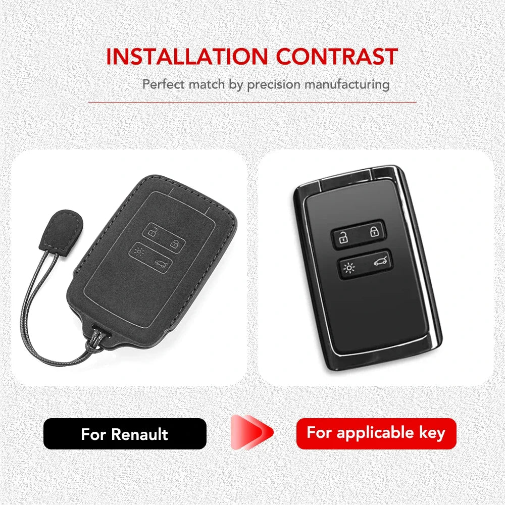 Wildleder Autoschlüssel Hülle für Renault – Premium Key Case Cover für Duster, Captur, Clio, Megane RS, Koleos, Scenic & Zoe