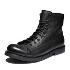 COZOK Herren Vintage Work Boots – Hochwertige Ankle Boots aus Lederimitat, British Style, Retro Plattform-Schuhe