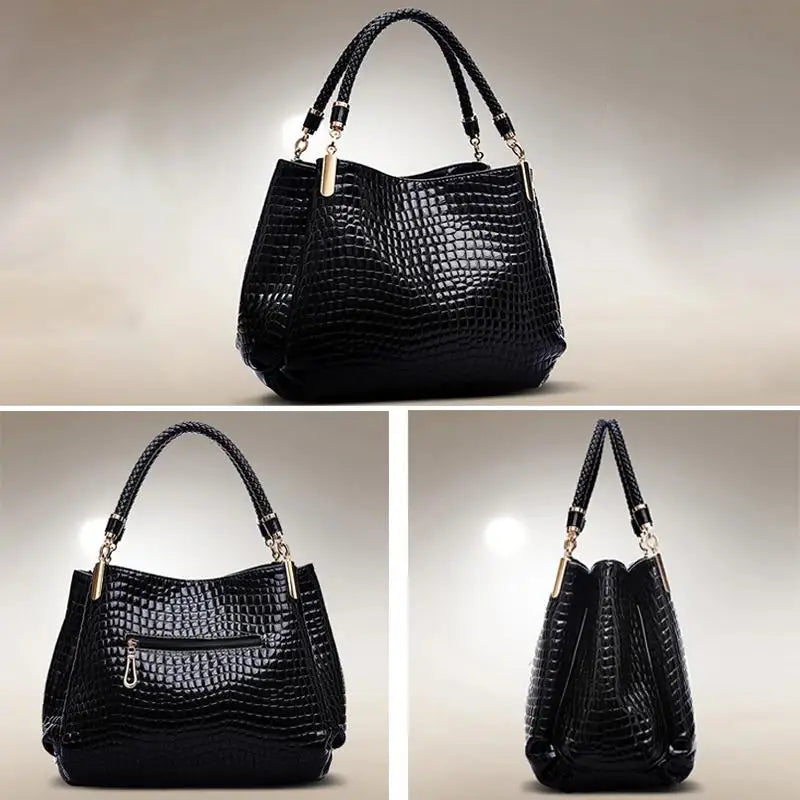 Damen Tote Bag mit großer Kapazität – Schultertasche im Kroko-Look für Alltag, Shopping & Pendeln