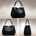 Damen Tote Bag mit großer Kapazität – Schultertasche im Kroko-Look für Alltag, Shopping & Pendeln