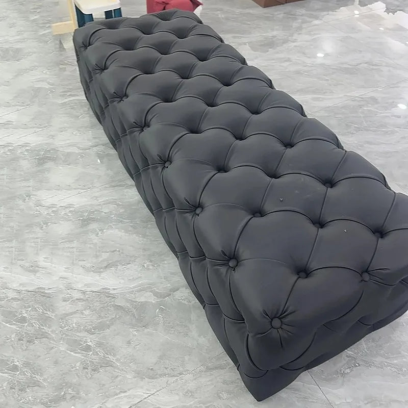 Luxuriöser Schuhwechsel-Hocker aus Leder – Moderner Sofa- & Sitzhocker in Schwarz für Wohnzimmer & Flur