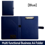 A4 PU Leder Business Mappe mit Clip, Stifthalter &amp; Kartenfächern – Organizador multifuncional para oficinas y reuniones