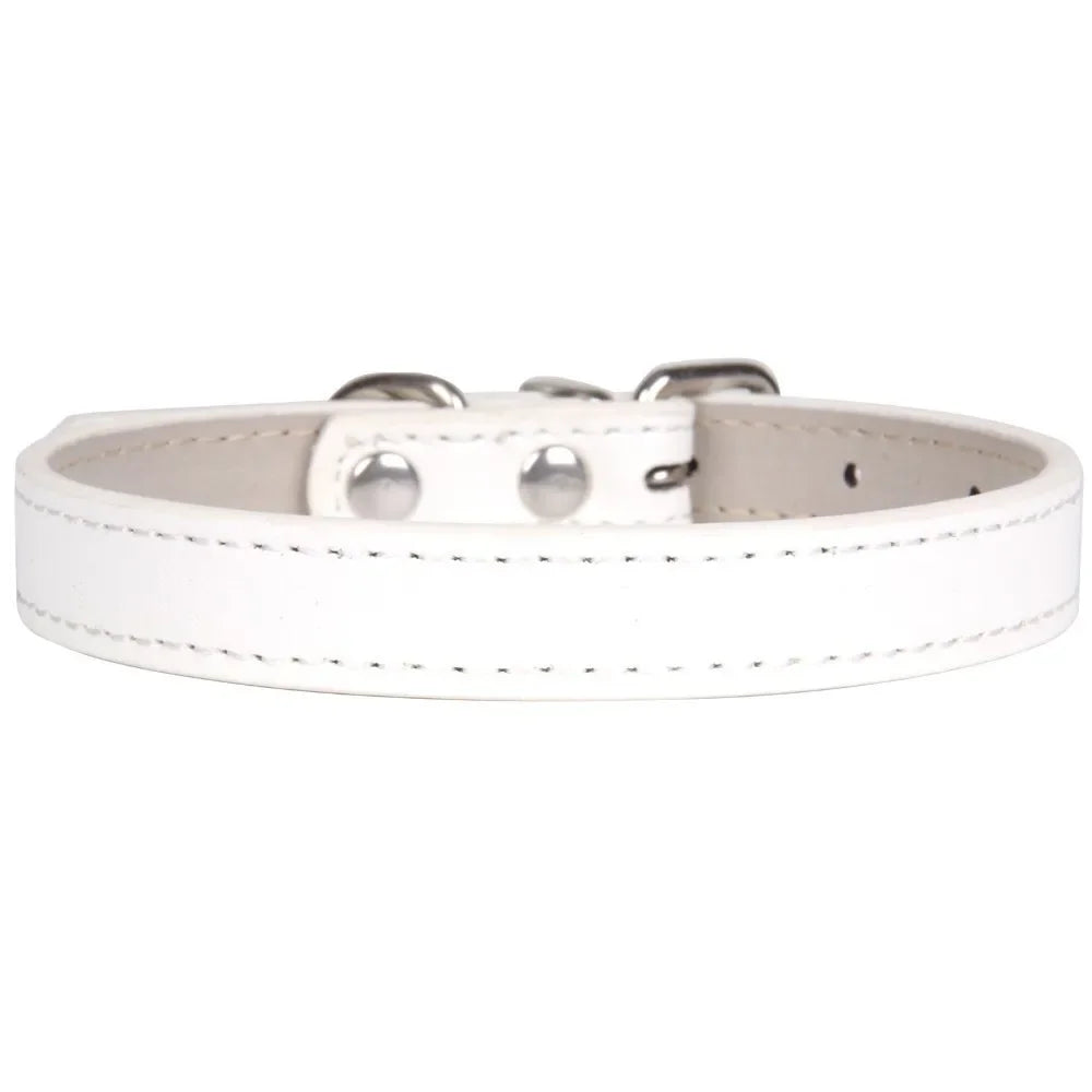 Weiches Leder Hunde- & Katzenhalsband – Verstellbares PU-Leder Halsband mit Schnalle für kleine, mittlere & große Hunde (16 Farben)