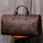 LEATHFOCUS Vintage Leder Reisetasche aus echtem Rindsleder - Bolso grande Crazy Horse Duffle con laptopfach para mujeres y hombres