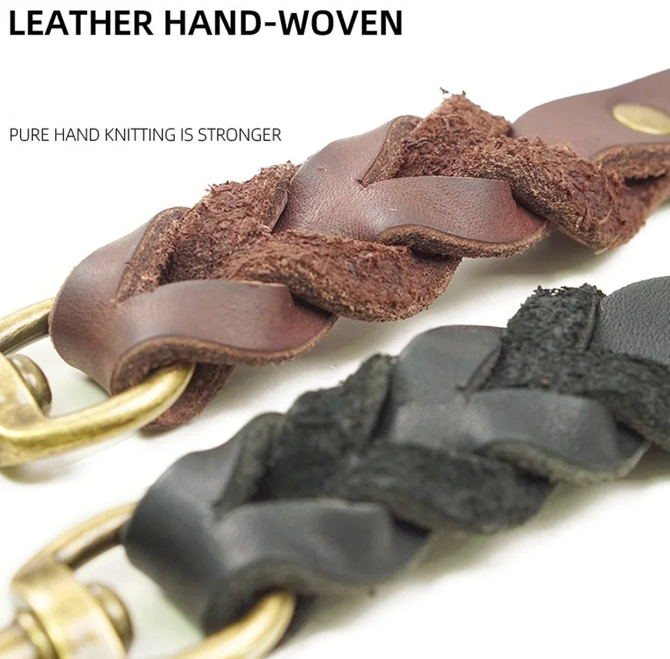 Geflochtene Leder Hundeleine – Lange, robuste Trainings- & Spazierleine für mittelgroße und große Hunde in Schwarz