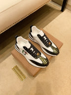 HUISONG Herren Leder Sneakers – Luxus Business Casual Schuhe, atmungsaktiv, wasserdicht, Designer-Style mit tierischen Prints