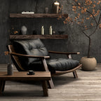 Moderner Leder-Thronsessel mit Armlehnen – Ergonomischer Luxus-Wohnzimmerstuhl aus Massivholz für Salon, Living Room & Entspannung