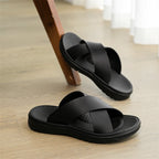 YRZL Herren Sommer Sandalen - Leichte PU-Leder Slipper, Rutschfeste Outdoor Beach Schuhe &amp; Bequeme Flip-Flops 