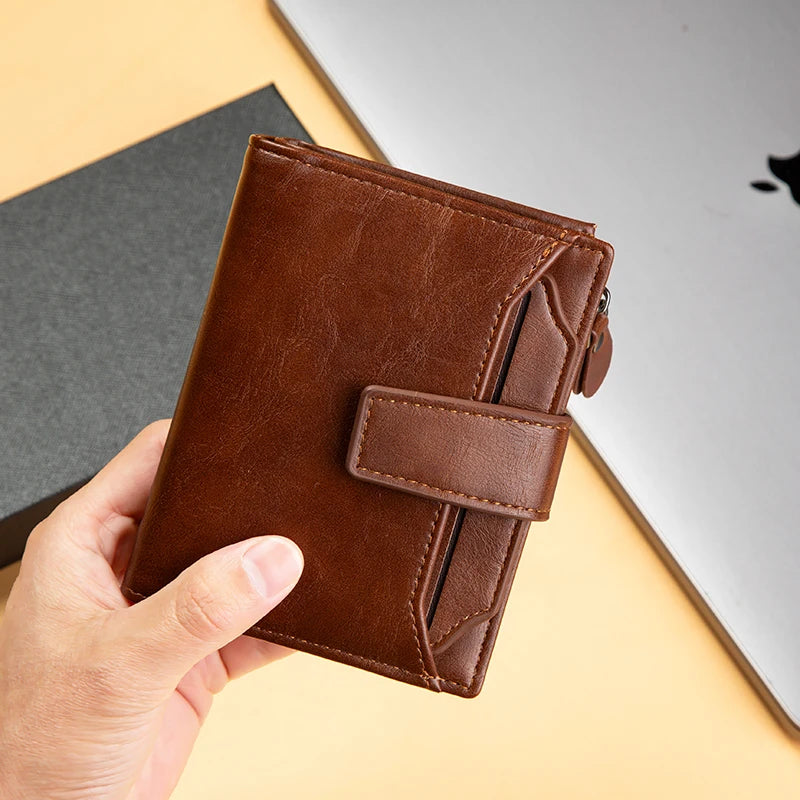 Herren Leder Geldbörse – Kurzform Vintage PU Wallet mit Mehrfachkartenfächern & Geschenkbox