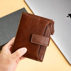 Herren Leder Geldbörse – Kurzform Vintage PU Wallet mit Mehrfachkartenfächern & Geschenkbox