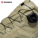 Baasploa Herren Wanderschuhe – Baskets d'extérieur en cuir, imperméables, festives, confortables pour le trail, la marche et les promenades