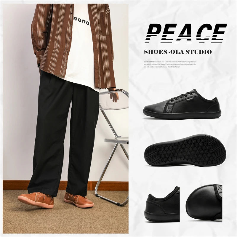 DQTBE Unisex Minimalist Sneakers – Breite Zehen, Kunstleder, leichte Walking- & Sportschuhe für Herren und Damen