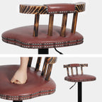 Industrielle Leder Barhocker 2er Set – Höhenverstellbar & 360° drehbar im Vintage-Design mit Holzrückenlehne