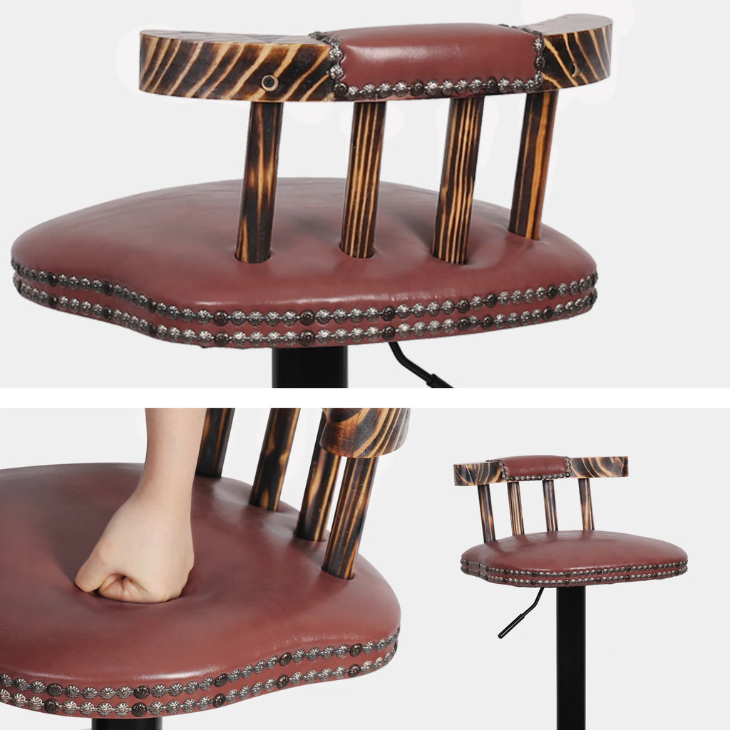 WOLTU Barstühle 2er Set aus Kunstleder – Gepolsterte Thekenstühle mit Rückenlehne &amp; Massivholzgestell für Küche, Büro &amp; Bistro