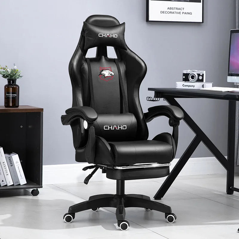 Gaming Chair 2025 aus PU-Leder – Ergonomischer Drehstuhl mit hoher Rückenlehne, Liftfunktion & Rollen für Schlafzimmer, Büro & Gaming Setup