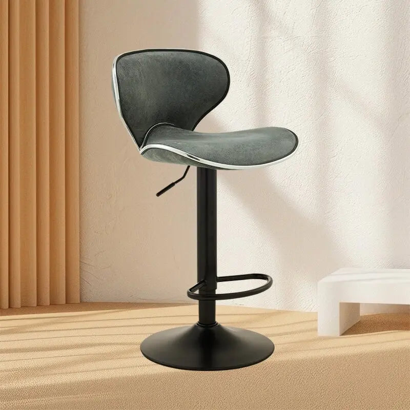 DUTRIEUX Designer Barhocker aus Leder – Höhenverstellbarer 360° Drehstuhl im modernen Look für Küche, Make-up & Wohnbereich