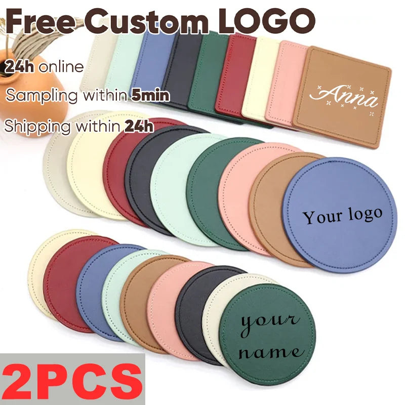 2er-Set personalisierte PU-Leder Untersetzer mit kostenloser Gravur – Runde Kaffee- & Getränkeunterlagen als Hochzeitsgeschenk & stilvolle Tischdeko