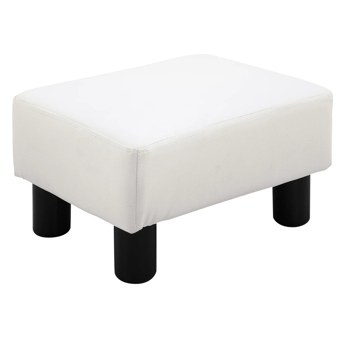 HOMCOM Ottoman Fußhocker aus Kunstleder – Gepolsterter Sitzhocker 40×30×24 cm en Weiß 