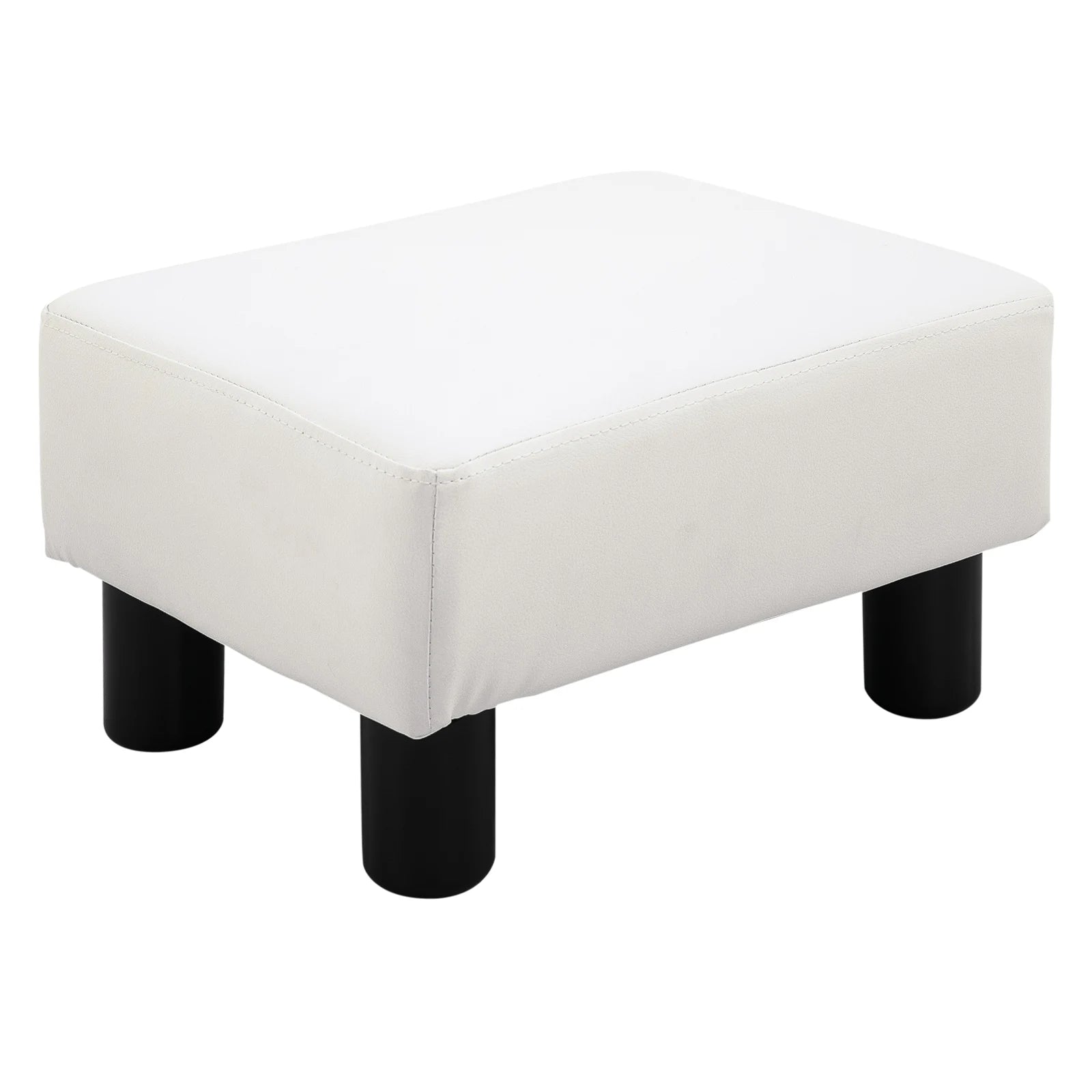 HOMCOM Ottoman Fußhocker aus Kunstleder – Gepolsterter Sitzhocker 40×30×24 cm in Weiß
