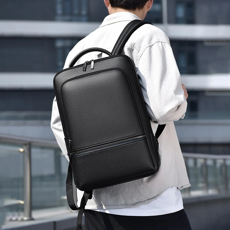 PU-Leder Herren Rucksack – USB-Ladefunktion, Moderner Business- und Reise-Laptop-Rucksack für Büro & Freizeit