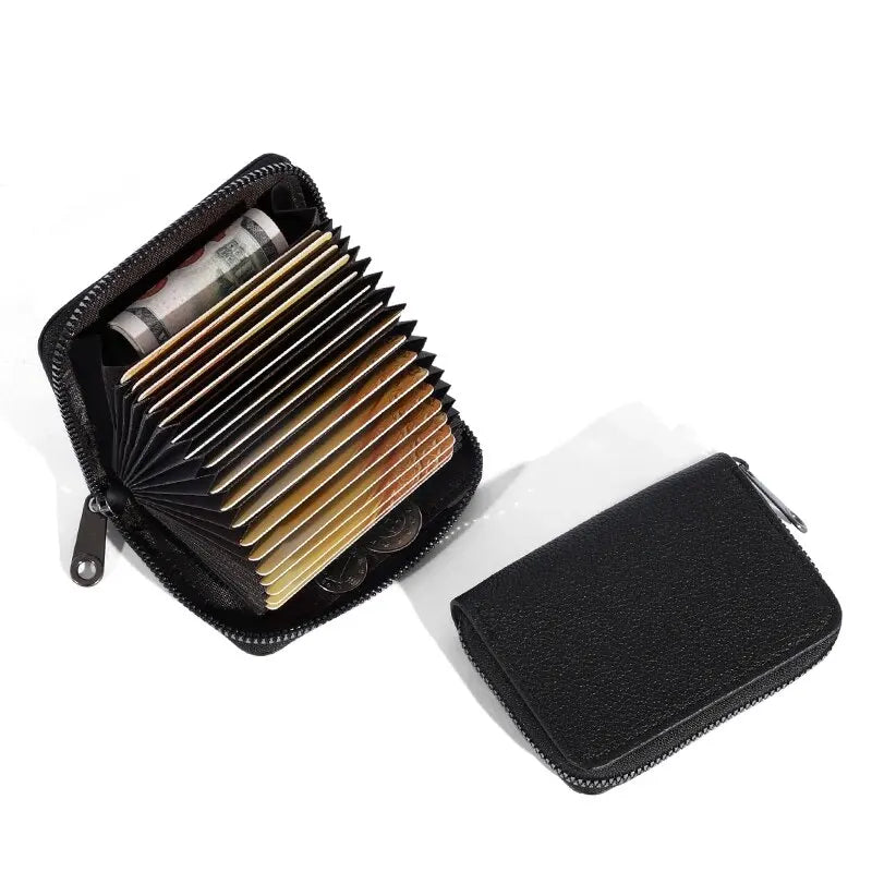 PU Kartenetui mit 20 Fächern – Business Kreditkarten- & Ausweishalter mit Reißverschluss, Anti-Demagnetisierung & Münzfach