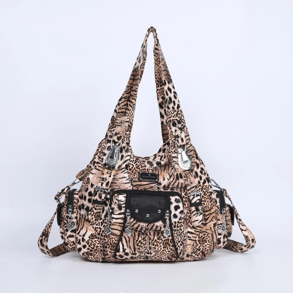 Angelkiss Damen Schultertasche aus PU-Leder – Große Hobo Handtasche mit Reißverschluss, Crossbody & Satchel für Alltag & Party