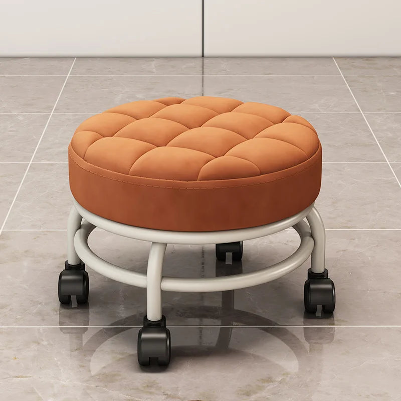 Niedriger Rollhocker aus Metall mit leisen Universalrollen – Beweglicher Schuhwechselstuhl für Haushalt & Wohnzimmer