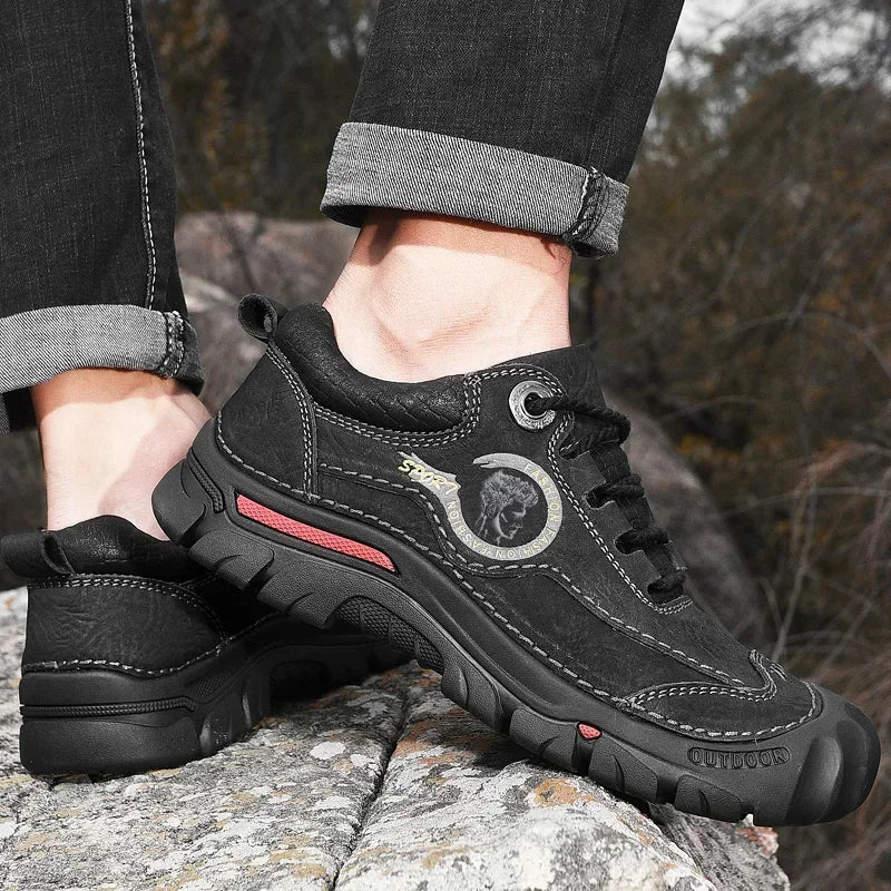 HNZPXW Herren Leder Sneaker – Atmungsaktive Sportschuhe für Alltag, Outdoor, Wandern & Reisen