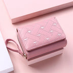 Kawaii Damen Mini-Geldbörse en PU-Leder – Süße Kurz-Wallet mit Reißverschluss, Münzfach &amp; kompaktem Design