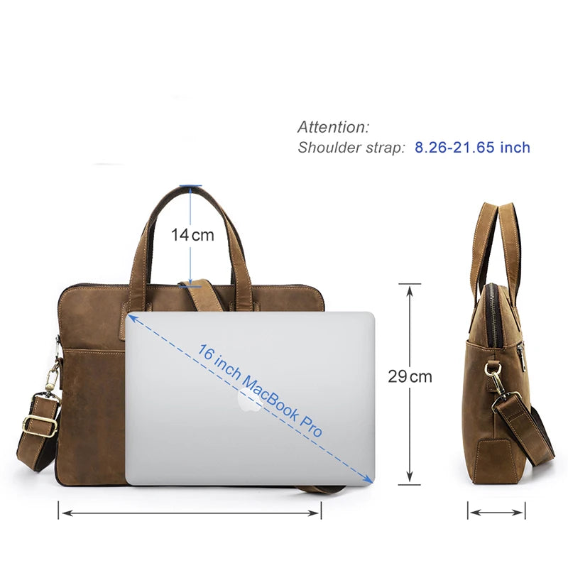 CONTACT’S Herren Leder-Aktentasche – Vintage Messenger Bag für Laptop & MacBook 13–16"