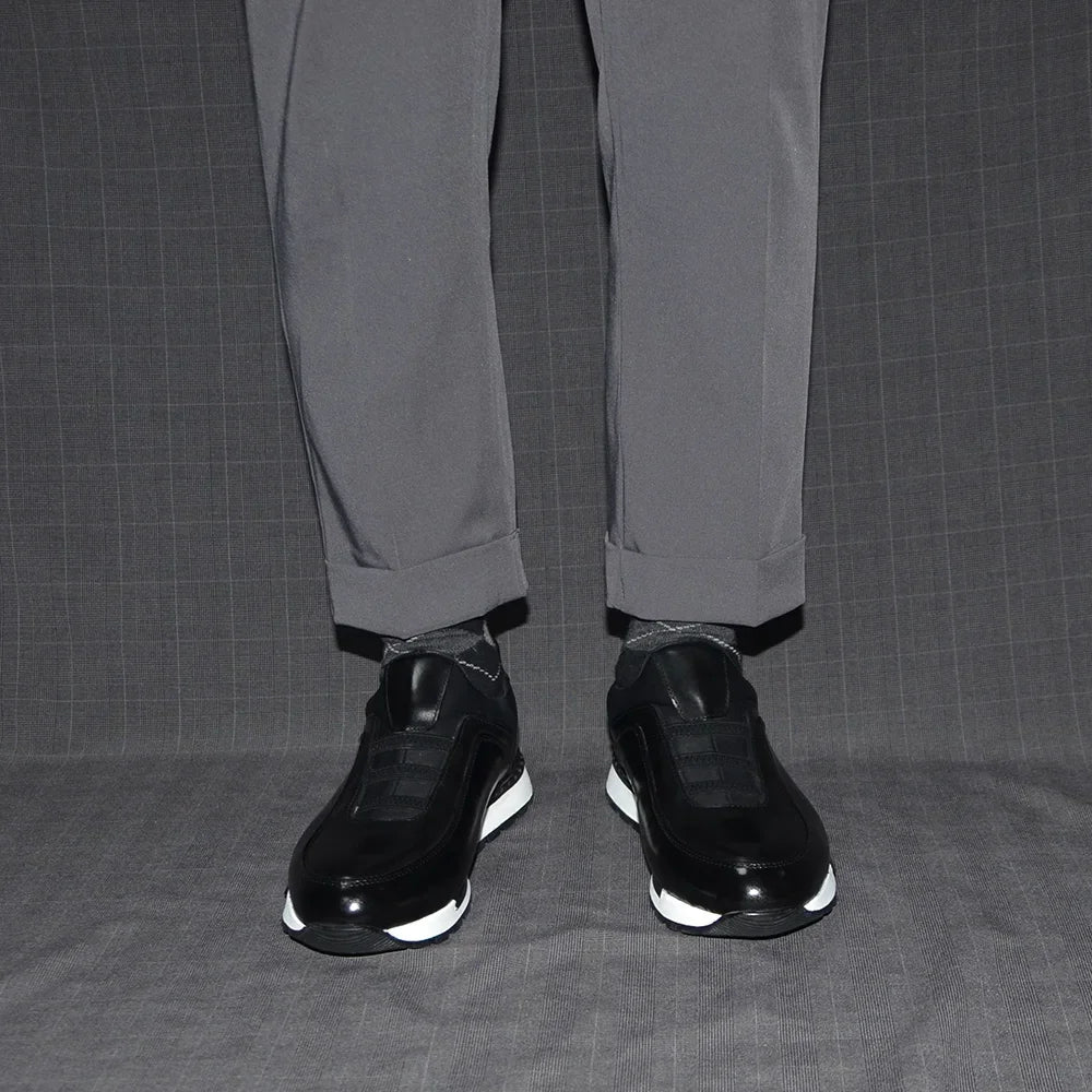 XEBOS Herren Ledersneaker – Klassische Slip-On Casual Schuhe aus echtem Rindsleder, handgefertigt, modisch & komfortabel