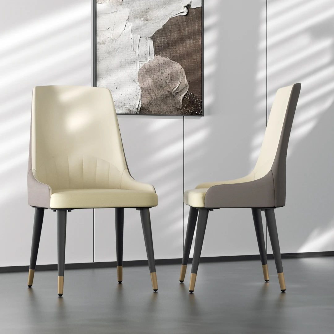 LUVODI Set aus 2 Esszimmerstühlen mit Armlehnen – Gepolsterte Dining Chairs aus Mikrofaserleder mit breitem Sitz, moderner Leisure Chair