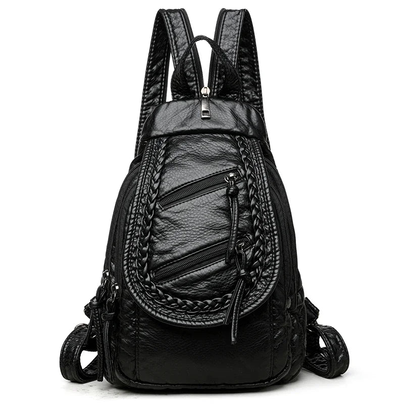 VANDERWAH Damen Rucksack Weiß – Kleiner PU Leder Rucksack mit mehreren Fächern, weich & vielseitig